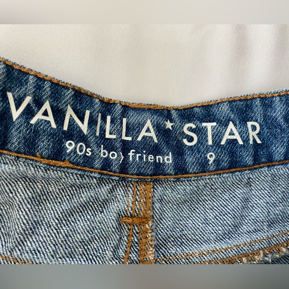 NWT Vanilla Star Distressed 90's Boyfriend Jeans high-rise straight-leg size 9 - Picture 11 of 16